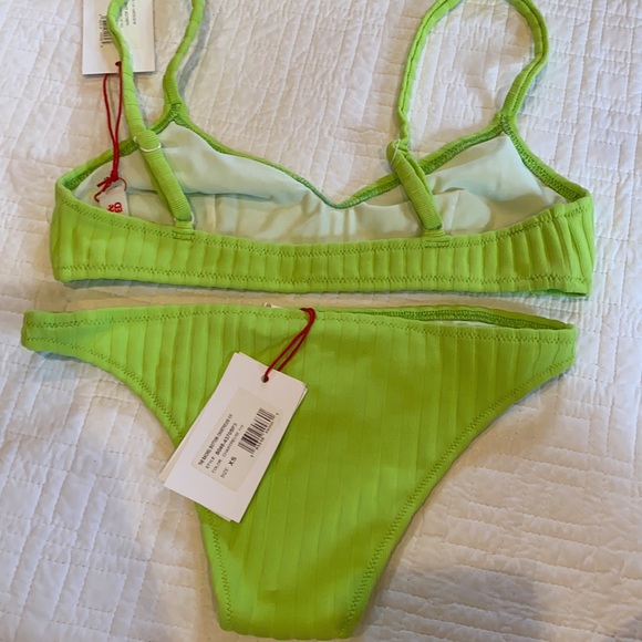 NWT SOLID & STRIPED the rachel bikini in chartreuse rib - Picture 16 of 16